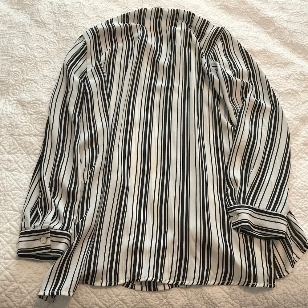 Spense Button Down Long-Sleeved Blouse, Black And… - image 6